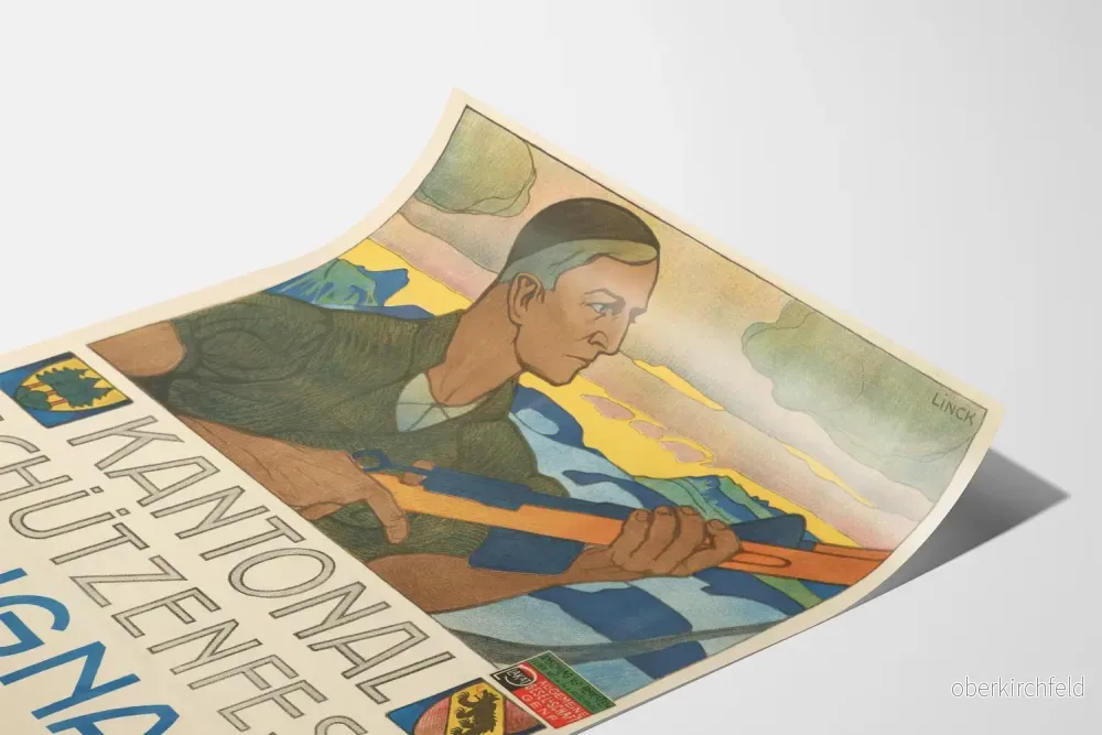 Vintageposter för Kantonal skyttemästerskap i Langnau 1906 väggdekoration - Bild 3