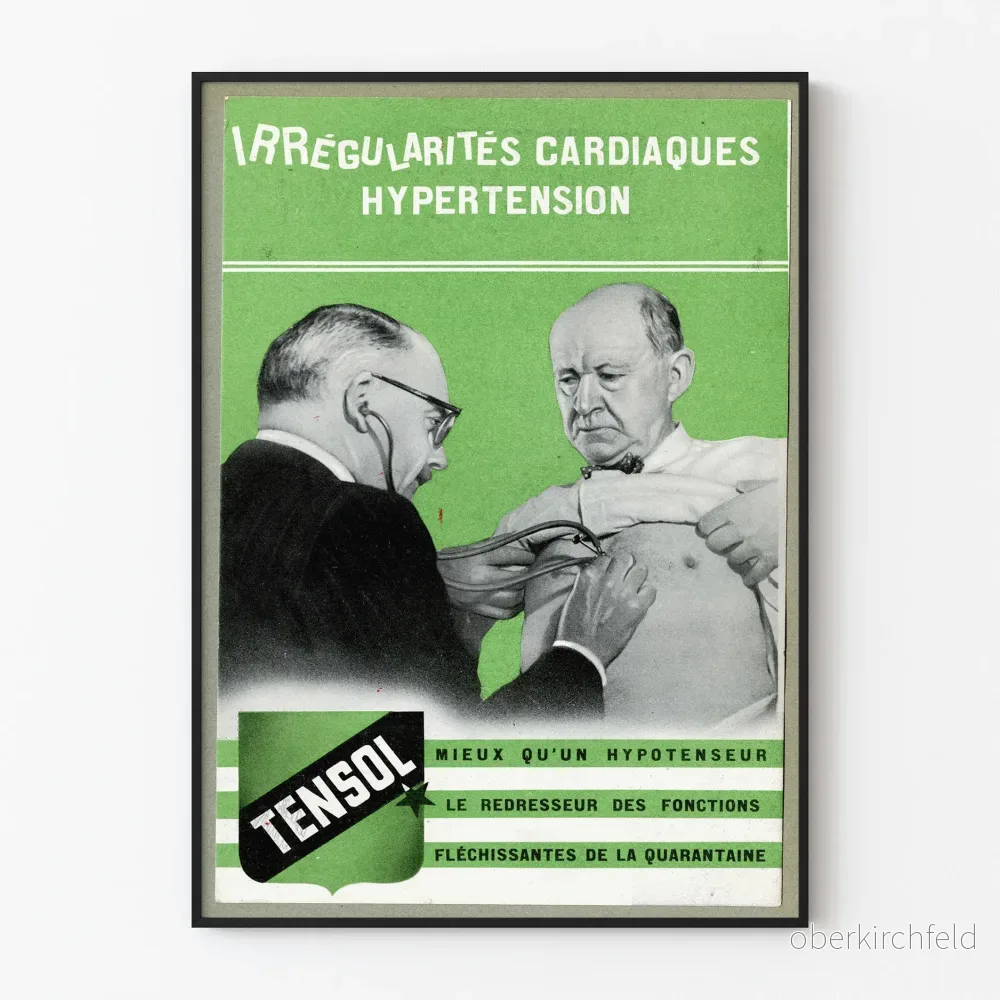 Vintageposter Tensol: Högt blodtryck och hjärtarytmier