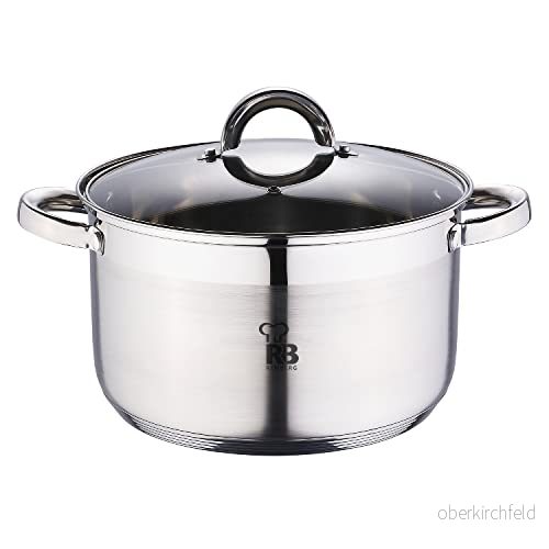 RENBERG Alexander Köksredskap 24 x 14,5 cm och 6,3 L kastrull med glaslock Rostfritt stål 5 Lagers inkapslad botten För varje typ av spis 6957221268013