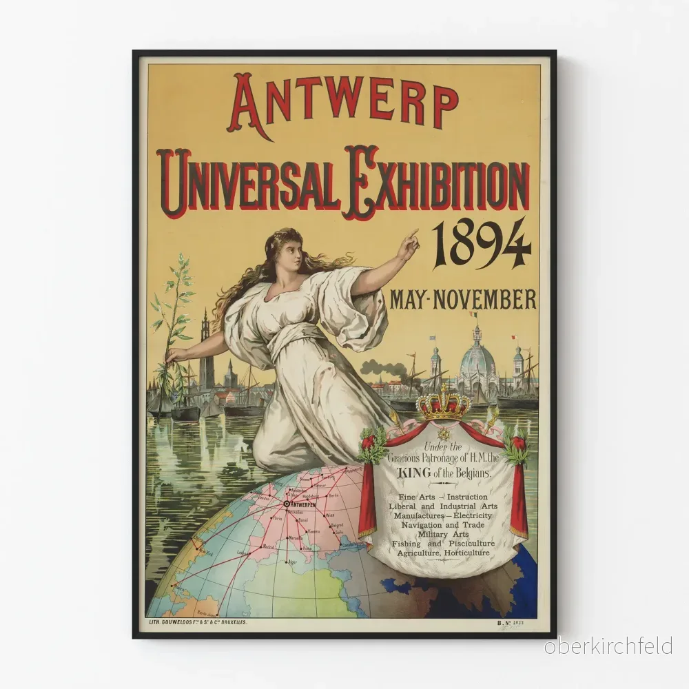 Vintageposter från Världsutställningen i Antwerpen 1894