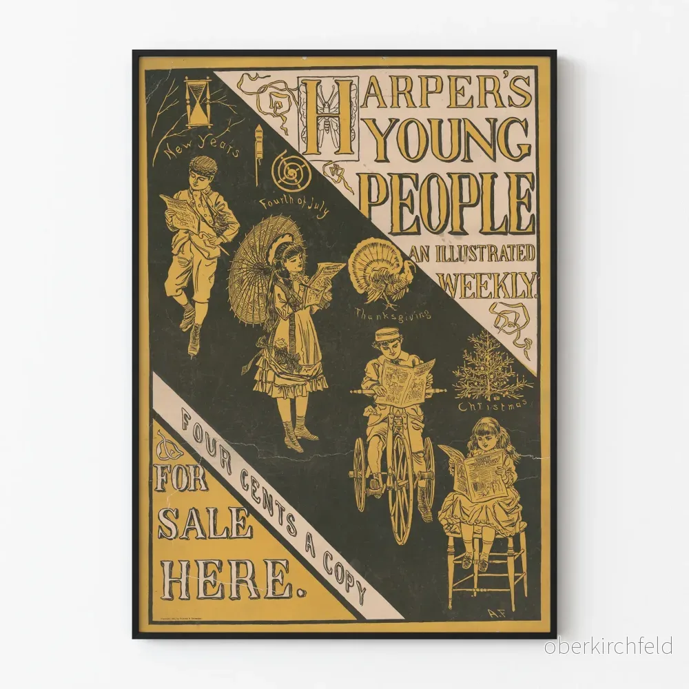 Vintageposter Harper's Young People - retro väggdekoration