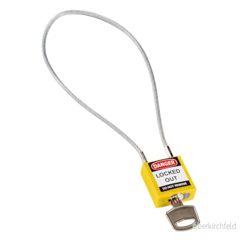 Brady 146125 kompakt kabelhänglås, 5 stifts cylinder, 8,0 tum bokväska, 1,31 höjd, 1,25 bred, 0,56 längd, gul 754473549954