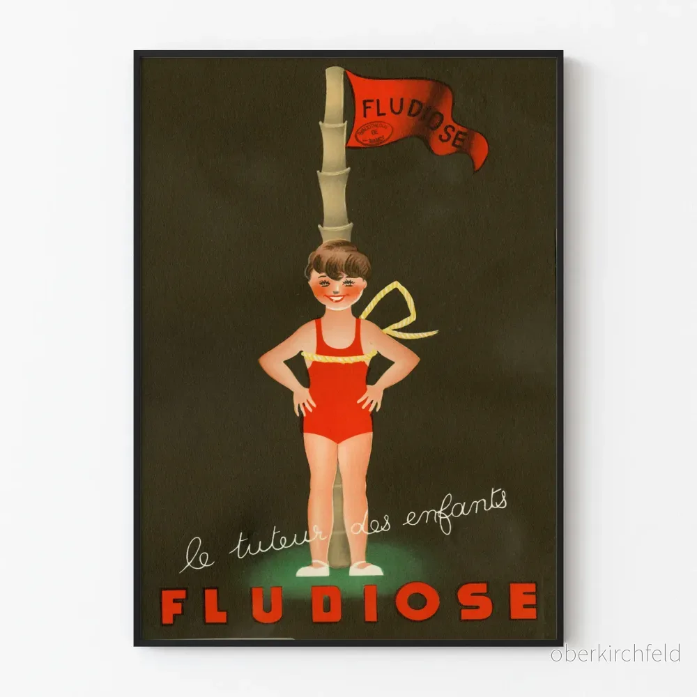 Vintageposter Fludiose för barnrumsinredning
