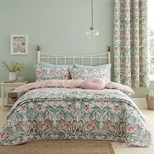 Catherine Lansfield Sängkläder Clarence Floral King påslakanset med örngott natur/grön 5057681105208