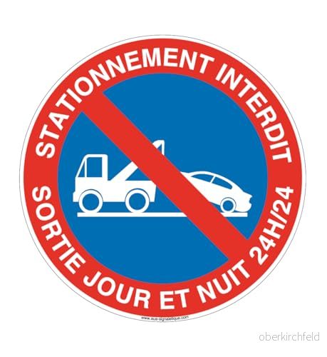 AUA SIGNALETIQUE förbjuden parkeringspanel, dygnet runt Ø 130 mm, PVC 1,5 mm 3666180270090