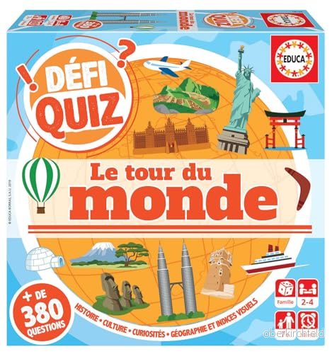 Educa Borrás Defi Quiz Le Tour du Monde brädspel, 18156, olika färger 8412668181564
