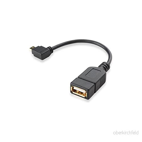 conecto OTG kabel, Micro USB kontakt till A kontakt, guldpläterad, 90, 10 cm, svart 4250684931435