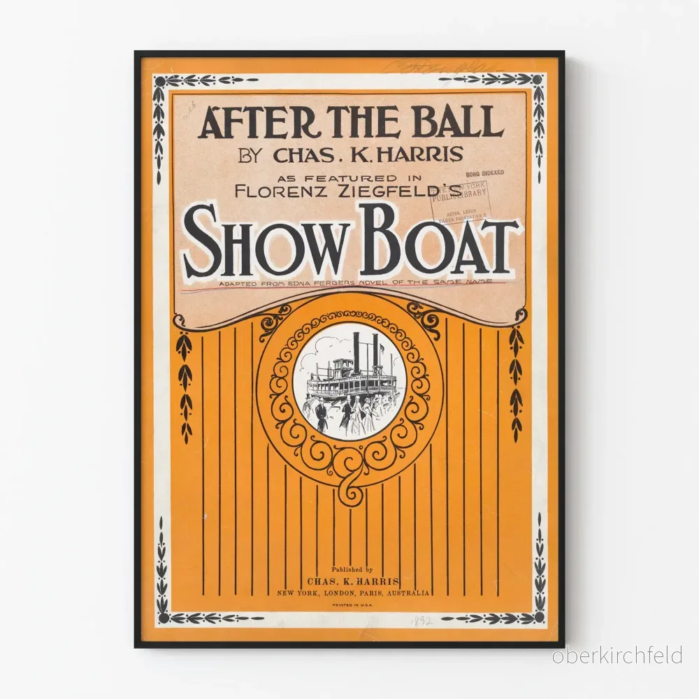 Vintageposter Show Boat Efter Balen Chas. K. Harris