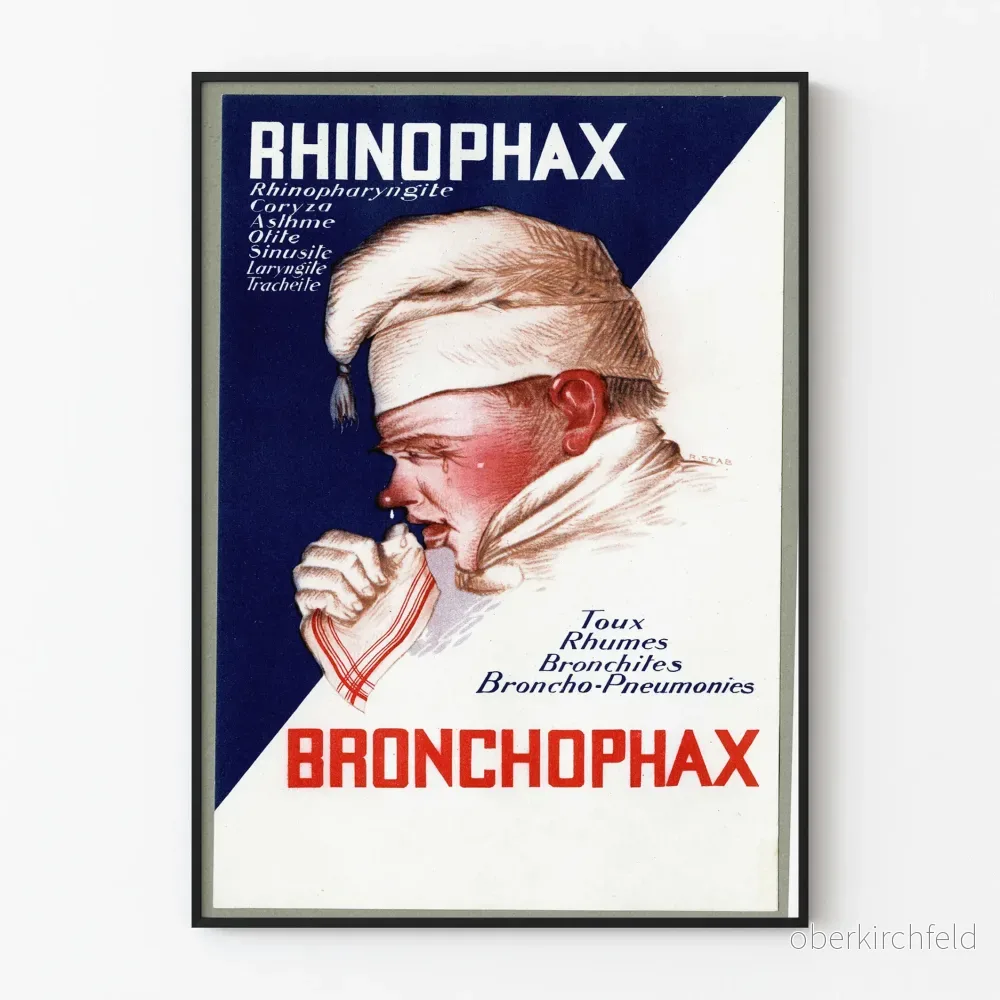 Vintageposter Rhinophax Bronchophax för medicinsk väggdekoration