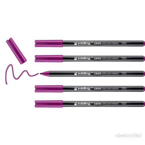 edding 1300 färgpenna tunn medium spets magenta 5 pennor rund 2 mm för att rita och skriva skolan, mandalor, doodling, bullet dagböcker 4004764433698