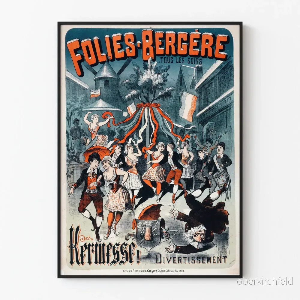 Vintageposter Folies Bergère Kermesse kväll