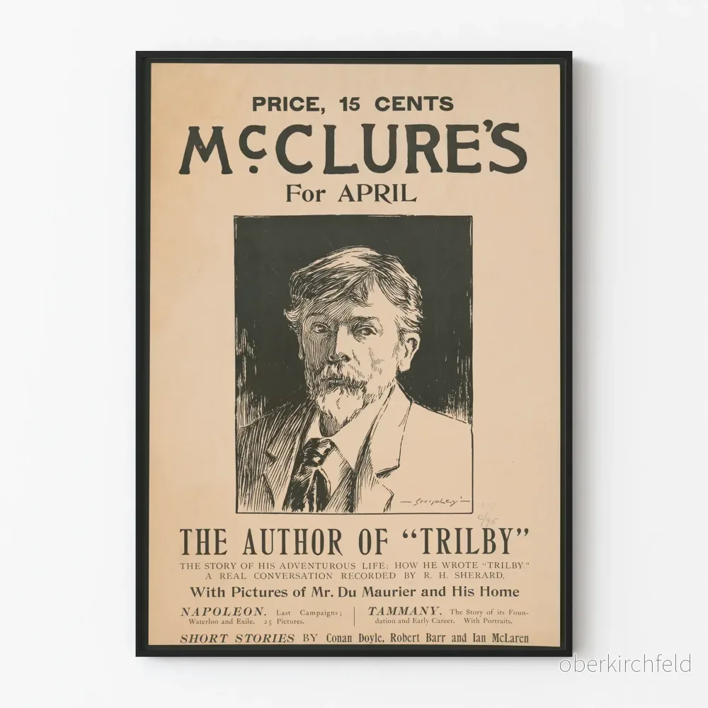 Vintageposter McClure's för april - Porträtt av författaren till Trilby