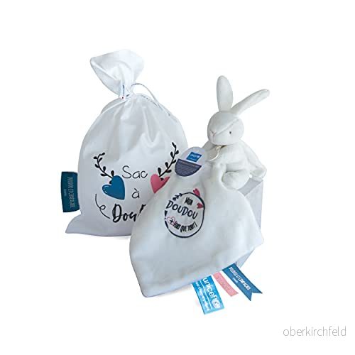 Doudou et Compagnie Kanin godispåse och mjukisväska UNICEF 10 cm vit presentidé för flickor pojkar förlorad mjukis garanti DC3715 3700335237153