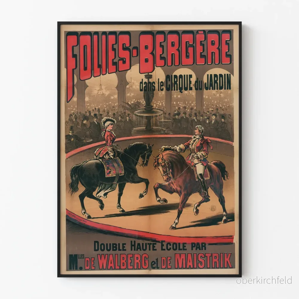 Poster Folies Bergère Cirque du Jardin - Vintage hästtema väggdekoration
