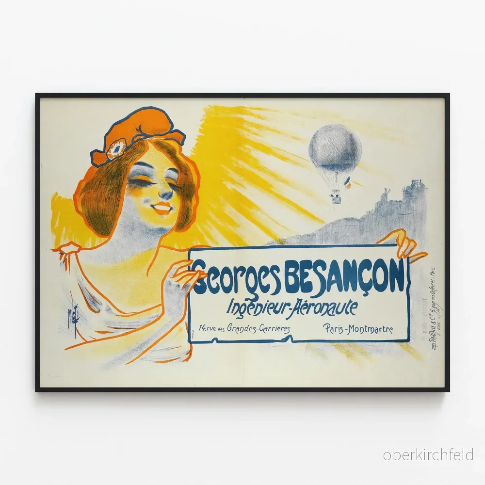 Vintageposter Georges Besançon Ingenjör-Aeronaut Montmartre