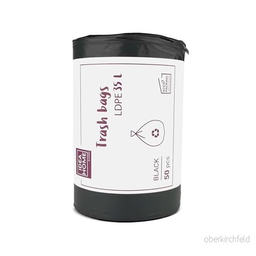D.RECT sopsäckar 35L, 50 st, av plast, för kök, sopsäckar, återvinning, papper, Svart 5902308735224