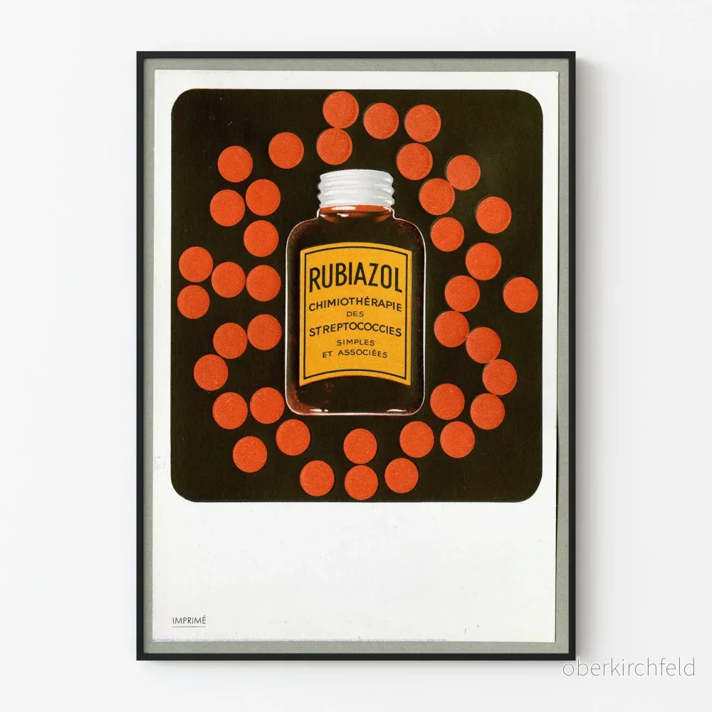 Vintageposter Rubiazol kemoterapi streptokocker