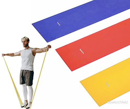 Elastiska Fitness Elastic Band Med 3 Motståndsnivåer Från 1,5 eller 2 MT Professionella Pilates Yoga Övningar Styrketräning, Sjukgymnastik och rehabilitering Perfekt för män kvinnor (1.5 mt) 9506414365359