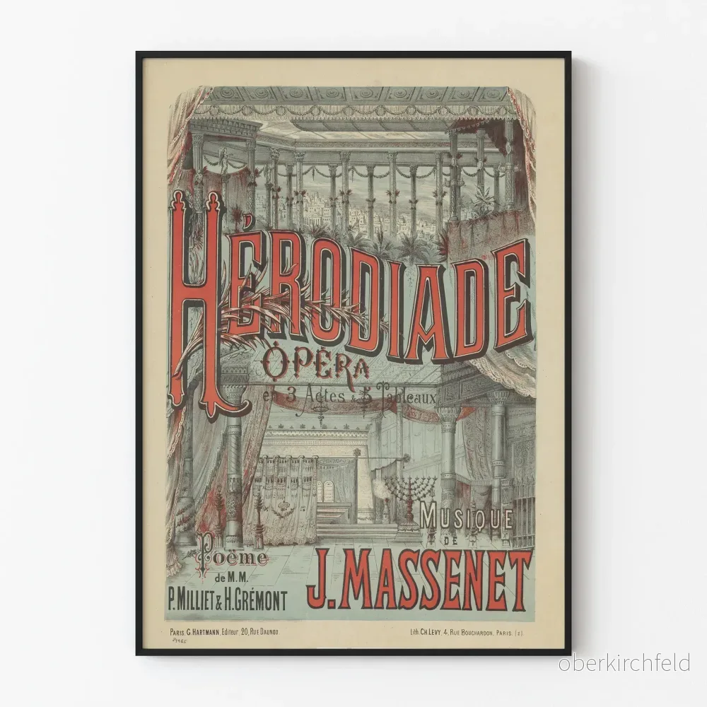 Operaposter Herodiade av J. Massenet - Vintage väggdekoration