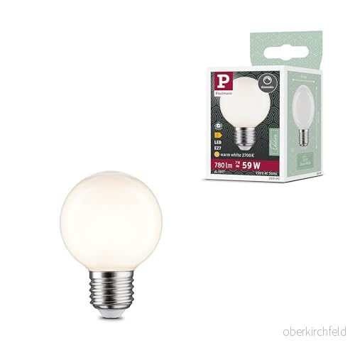 Paulmann 28990 Filament 230V LED glob G60 E27 7 W 230 V 780 lm Dimbar 60 mm Opal Glas 2700 K Varmvit ljuskälla 4000870289907