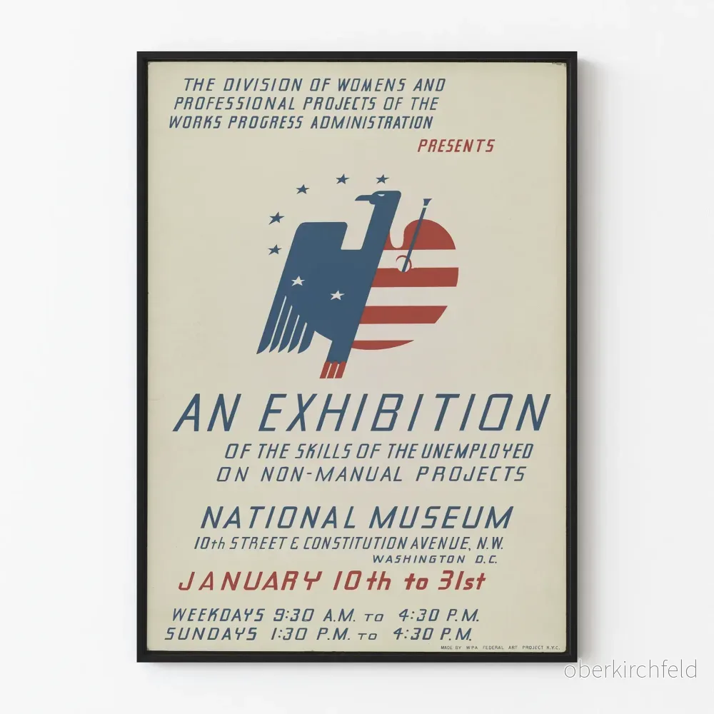 Vintageposter för arbetslösas kompetensutställning - Amerikansk väggdekoration