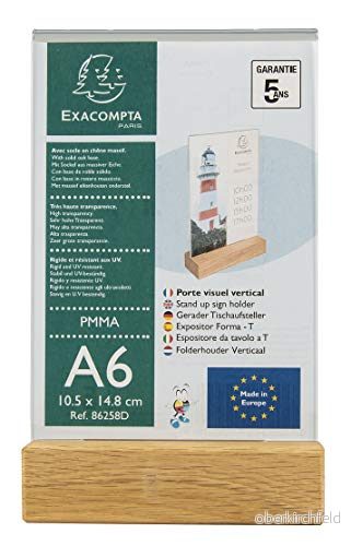 Exacompta 86258D Porte visuel a. socle en bois A6vertical 9002493109407