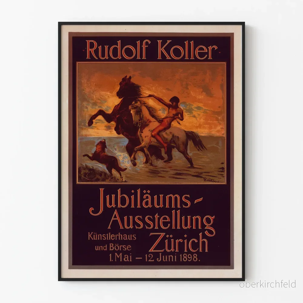 Gammal poster Rudolf Koller Jubileumsutställning Zürich 1898