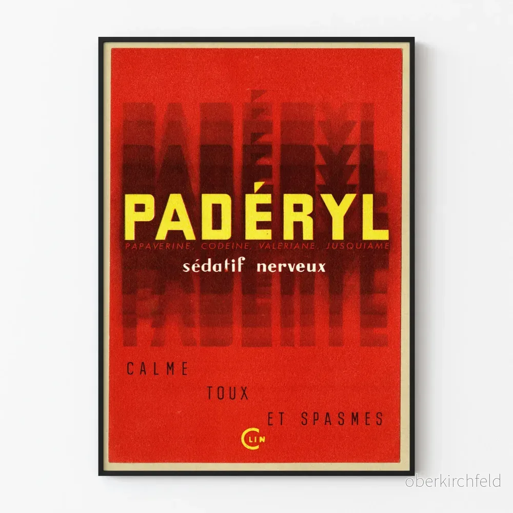 Vintage reklamposter för Padéryl, nervlugnande sedativ