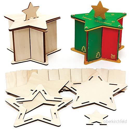 Baker Ross FX265 Ungar Stjärna Trä Låda Kits 3 Bit Packa 5063067001262