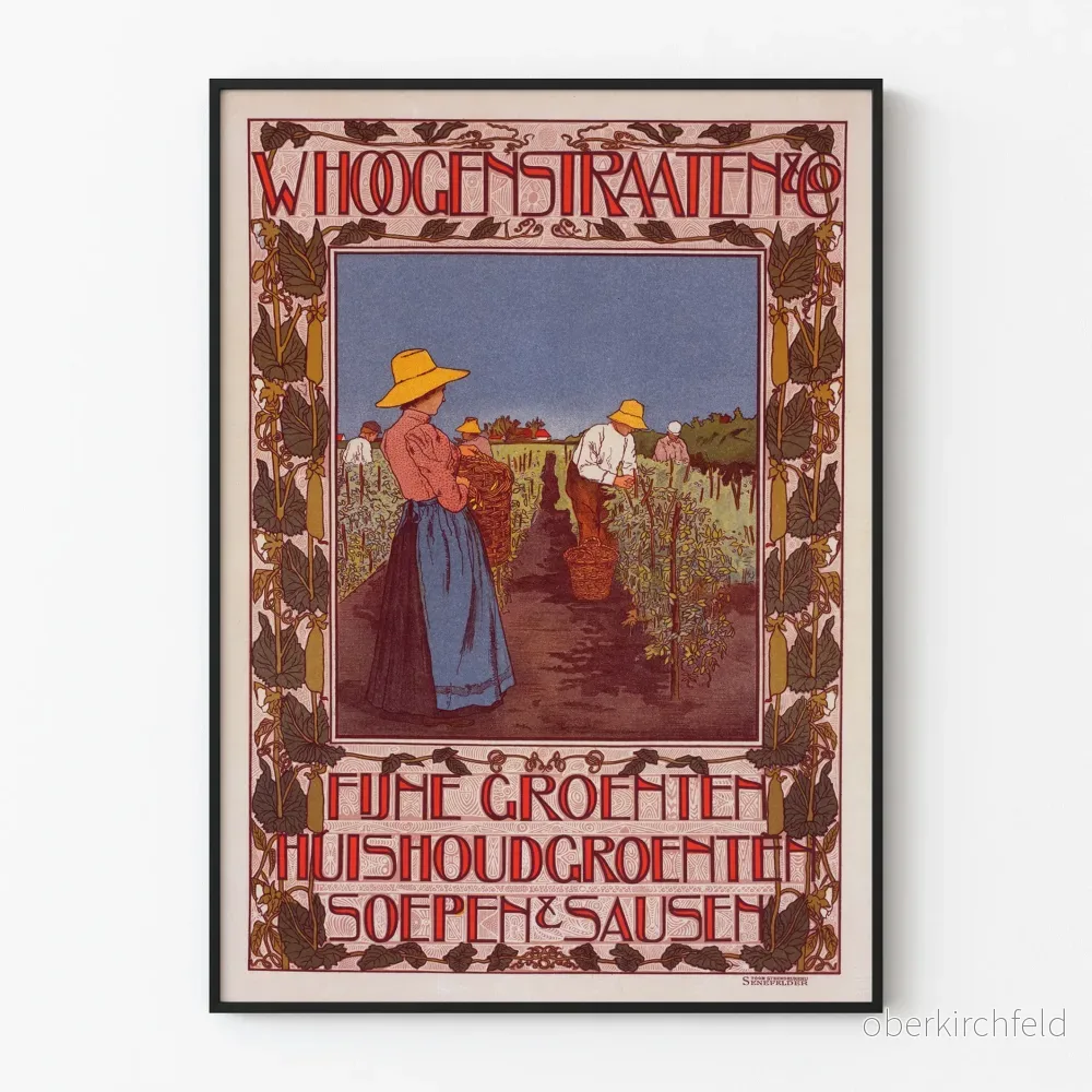 Vintage affisch av jordbruks skörd i art nouveau-stil