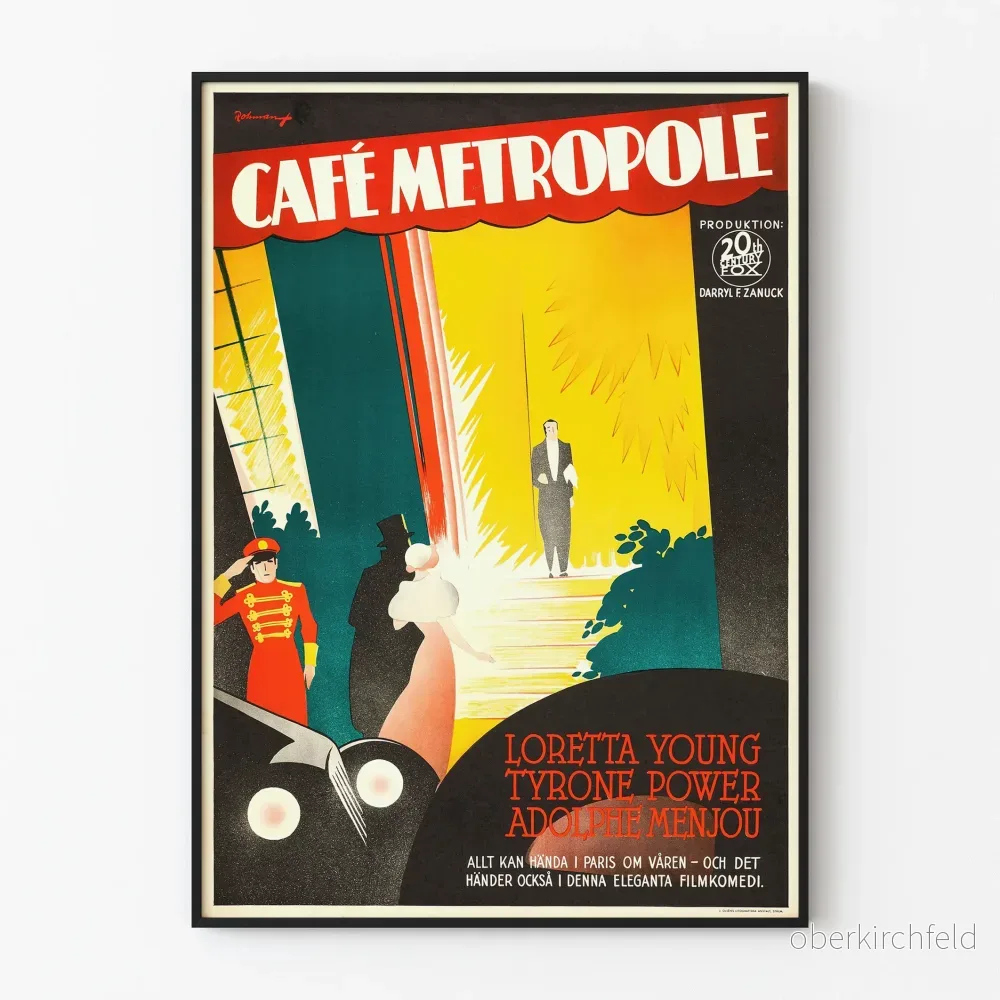 Vintageaffisch Café Métropole Väggdekoration Art Déco