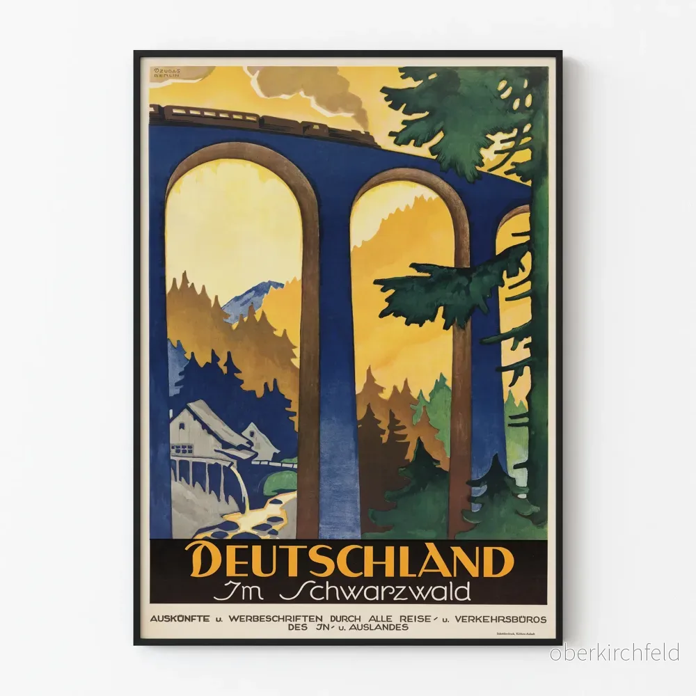 Vintageposter Tyskland Svartskogen och Viadukten