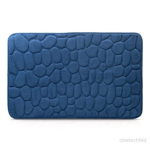 Amago Mikrofiber Badrumsmatta med Steneffekt 100 % Polyester, 50 x 80 cm Blå 4021626395802