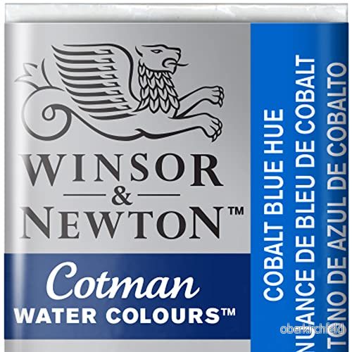 Winsor & Newton 0301179 Cotman akvarellfärg med god transparens, utmärkt toning och goda målningsegenskaper, vattenfärg i 1/2 skål koboltblå 94376901535