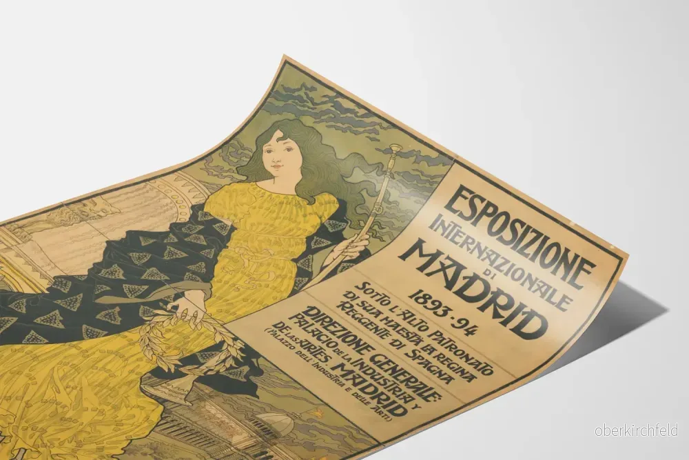 Vintageaffisch för internationell utställning Madrid 1893-94 väggdekoration - Bild 3