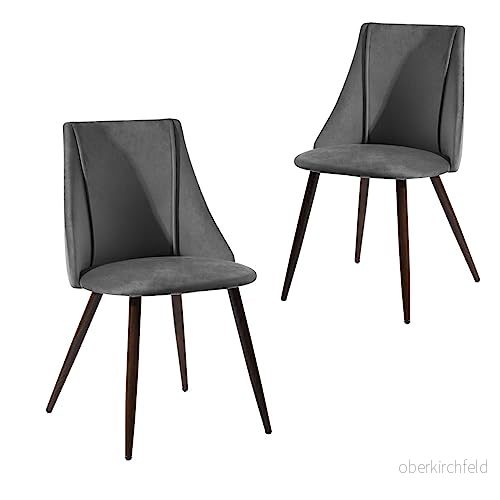39F FURNITURE DREAM Set med 2 mitten av århundradet matsal, stora sidostolar i mjuk sammet, ryggstöd, metallben för kök, vardagsrum, tyg, grön, 52,5 x 49,5 83 cm 766683659804
