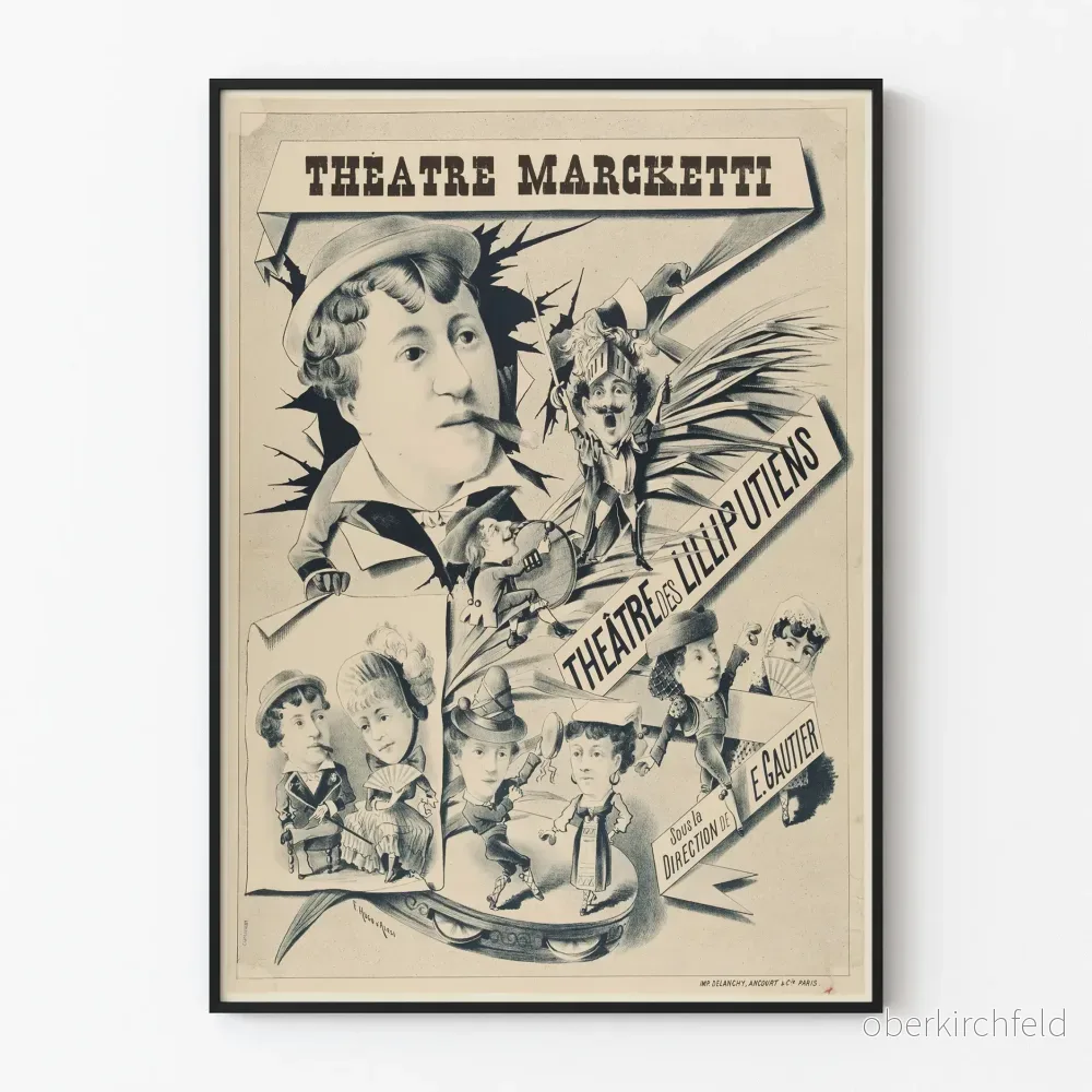 Gammal poster för Marcketti-teatern - Lilliputiens-teatern under ledning av E. Gautier