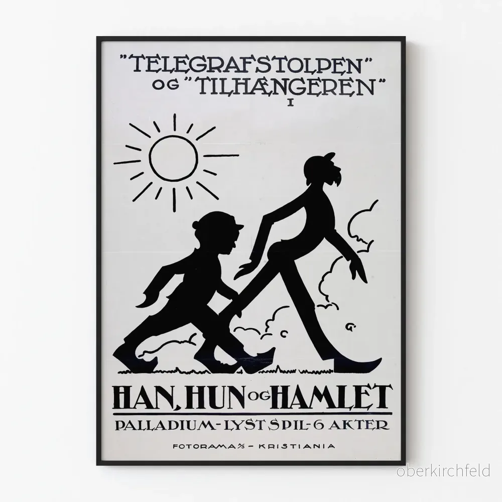 Vintageposter 'Han, Hon och Hamlet' stil silhuett