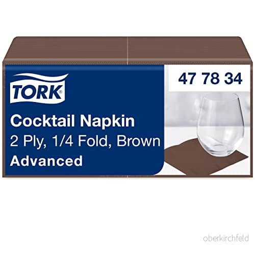 Tork 477834 cocktailservetter brun/cocktail servett i avancerad kvalitet med 1/4 fals/12 x 200 (2400) servetter/23,8 24 cm (B L) 7322540773538