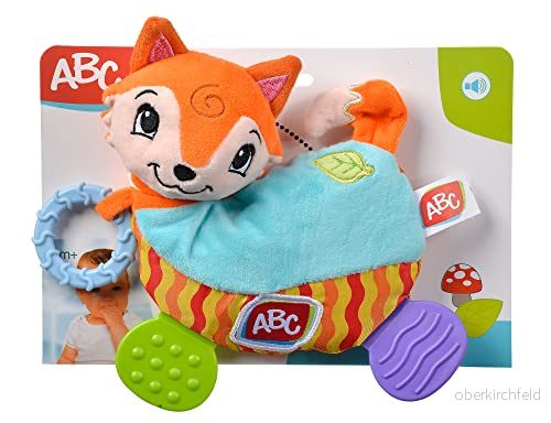 ABC Forest Friends plysch tandhjälp, 2 faldigt sorterad, endast en artikel levereras, mjukt fyllt, sprakande papper och ring att hänga upp, 20 cm, från de första månaderna av livet 4006592085544