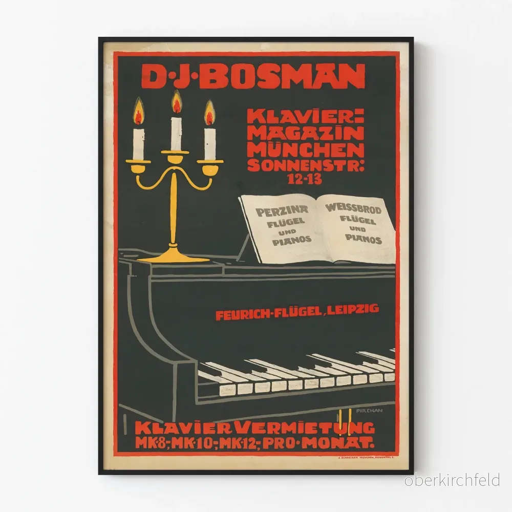Vintage affisch för piano D.J. Bosman - Väggdekoration för klassisk musik