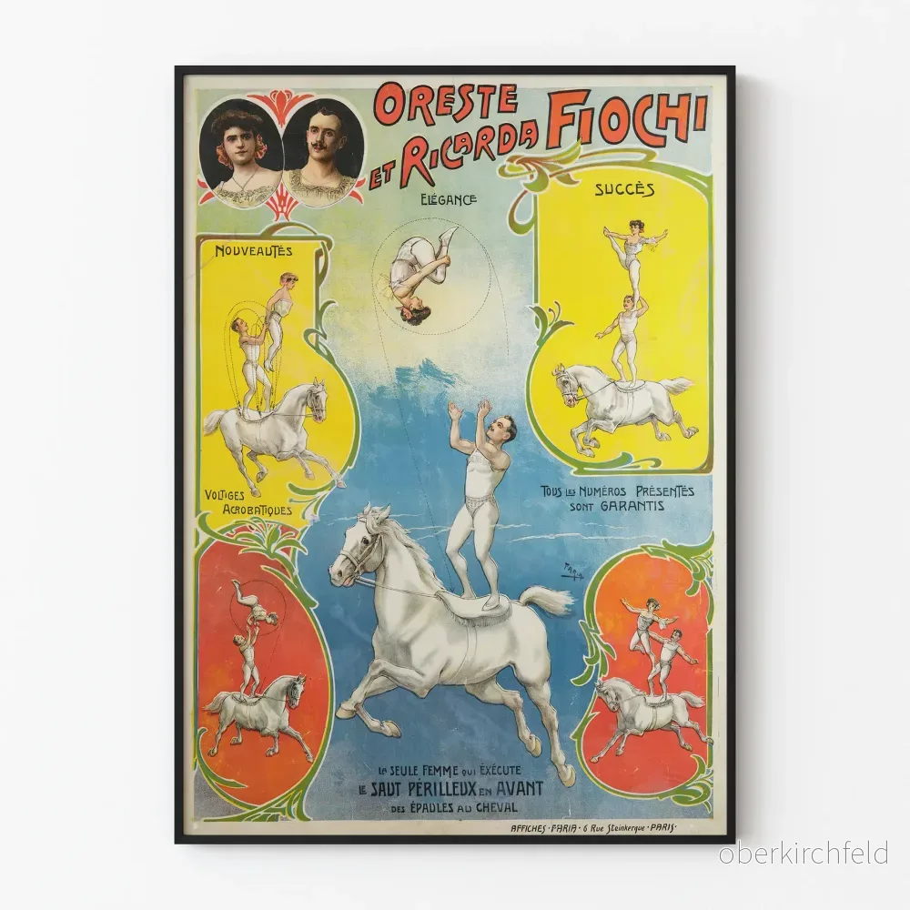 Vintageposter Oreste och Ricarda Fiochi - Ridsportakrobatik