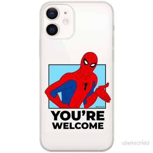 ERT GROUP mobiltelefonfodral för Iphone 12 Mini originalt och officiellt licensierat Marvel mönster Spider Man 030 optimalt anpassad till formen på mobiltelefonen, gedeeltelijk transparant 5905795006853