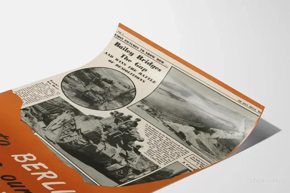 Historisk militärposter 'På väg till Berlin över våra Baileys' vintage i svartvitt - Bild 3