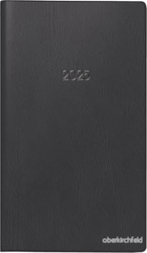 BRUNNEN fickkalender modell 755 (2025), 2 sidor = 1 vecka, A6 tvärgående, 144 sidor, plastomslag, svart 4061947127553