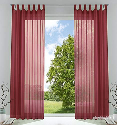 2 pack gardiner transparent gardin set vardagsrum voile med blybandkant H x B 225 140 cm bordeaux, 6 000 CN 4041984841605