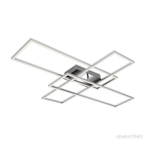 BRILONER Leuchten LED-taklampa, dimbar taklampa i steg, vardagsrum med minnesfunktion, 50 watt, 6 600 lumen, 3 000 Kelvin, kromaluminium, 1040 x 710 95 mm (L B H) 4002707409090