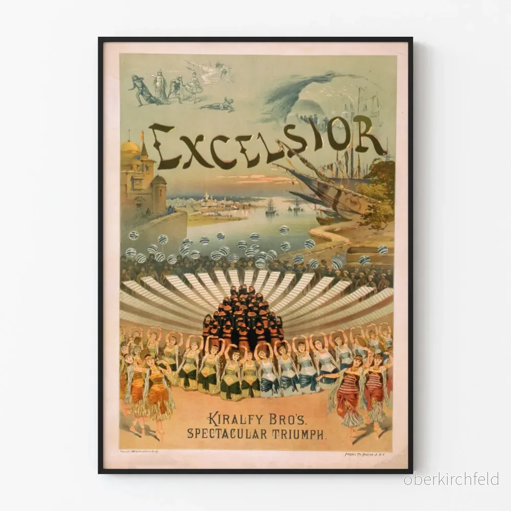 Vintageposter Excelsior Kiralfy Bros Triumfskådespel
