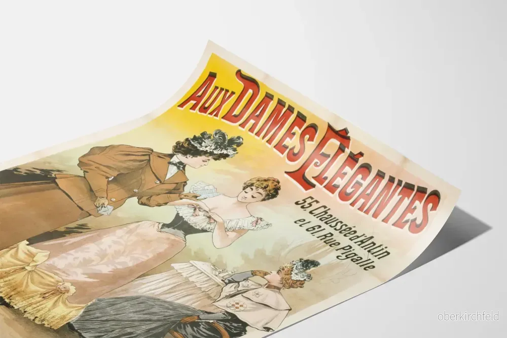 Vintageposter "Aux Dames Élégantes" - Retro väggdekoration - Bild 3
