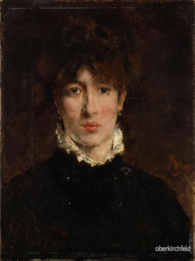 Målning Ett porträtt av en kvinna som man tror är Sarah Bernhardt - Alfred Stevens | Konsttryck - Bild 2